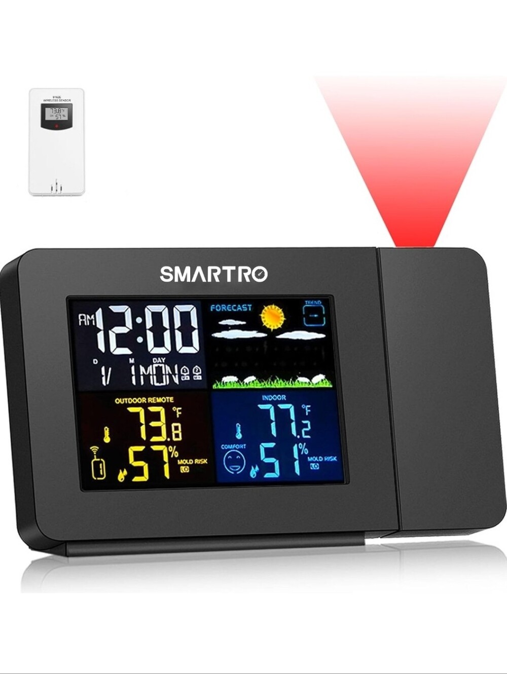 SMARTRO Projection Alarm Clock ~ Project Time & Weather on Ceiling or Wall